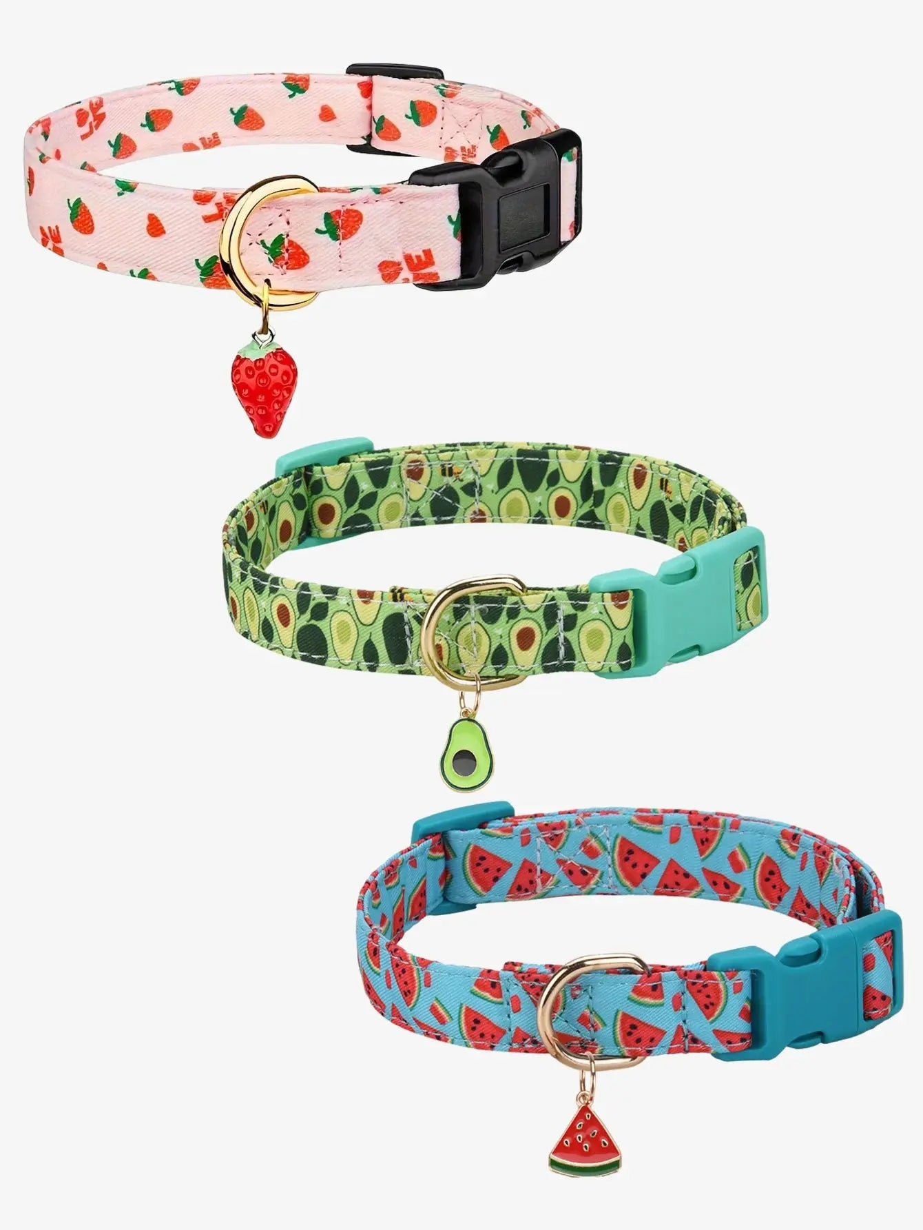 Fruit Pattern Dog Collar with Metal Pendant – Stylish & Comfortable