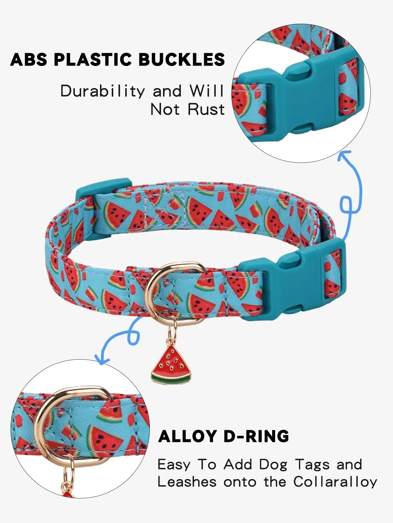 Fruit Pattern Dog Collar with Metal Pendant – Stylish & Comfortable