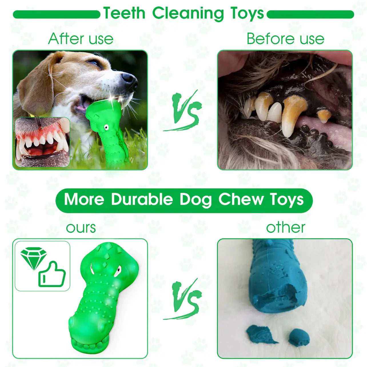 Green Rubber Alligator Toy Head Dog Chew For Aggressive Chewers