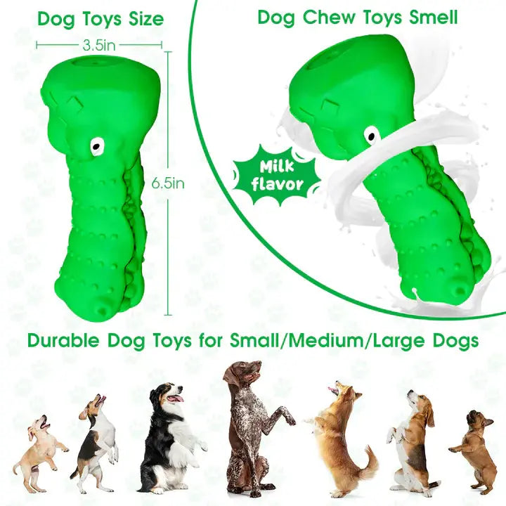Green Rubber Alligator Toy Head Dog Chew For Aggressive Chewers