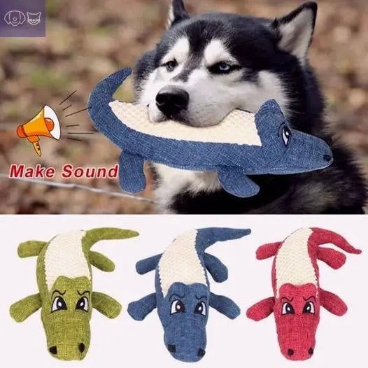 Squeaky crocodile plush for aggressive chewers🐾