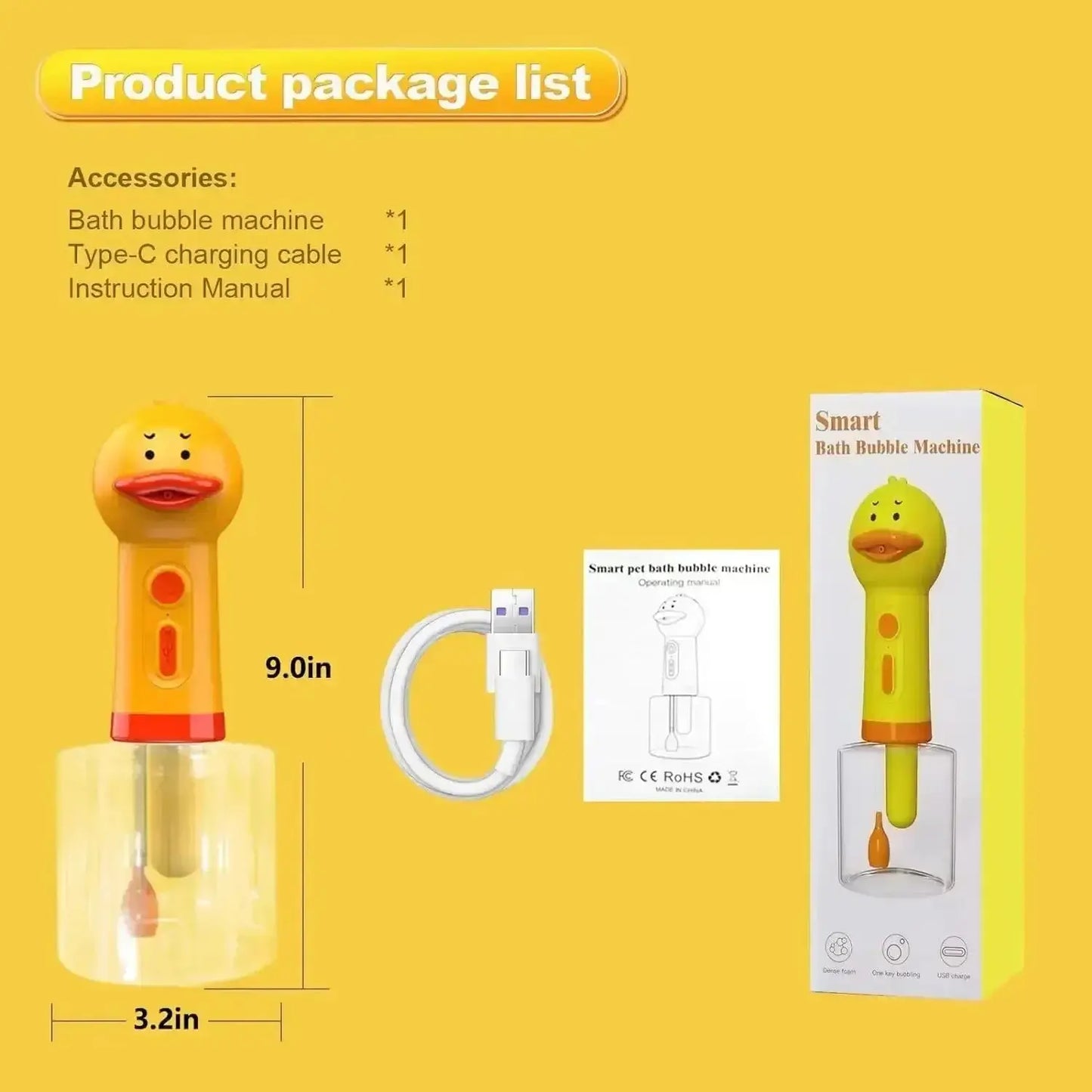 Yellow Duck Electric Foam Machine – USB Automatic Soap Dispenser