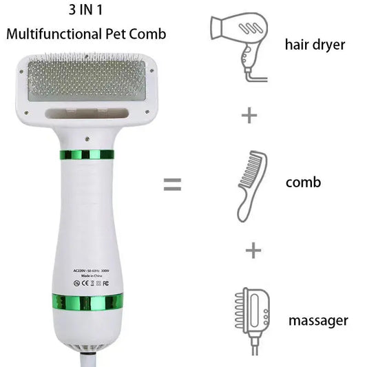 3 in 1 Pet Grooming Dryer with Slicker Brush