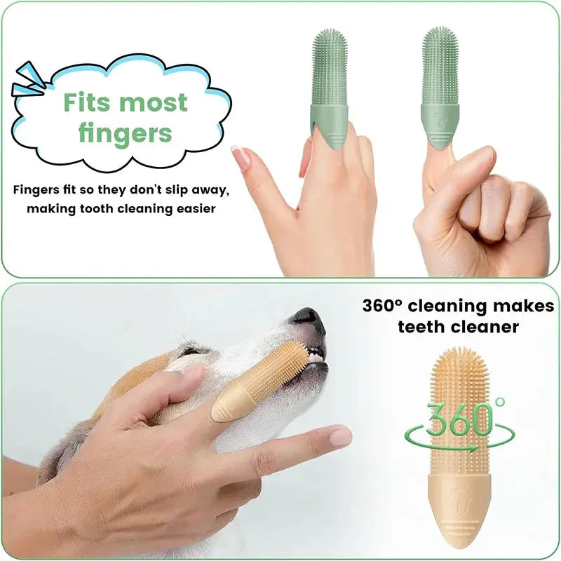 360° Dog Finger Toothbrush – Food Grade Silicone for Pets’ Dental Care