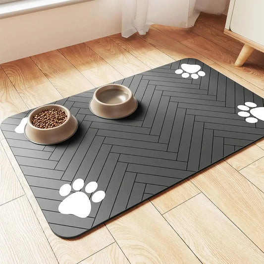 Absorbent Pet Feeding Mat with Waterproof Backing - Quick Dry for Dogs & Cats