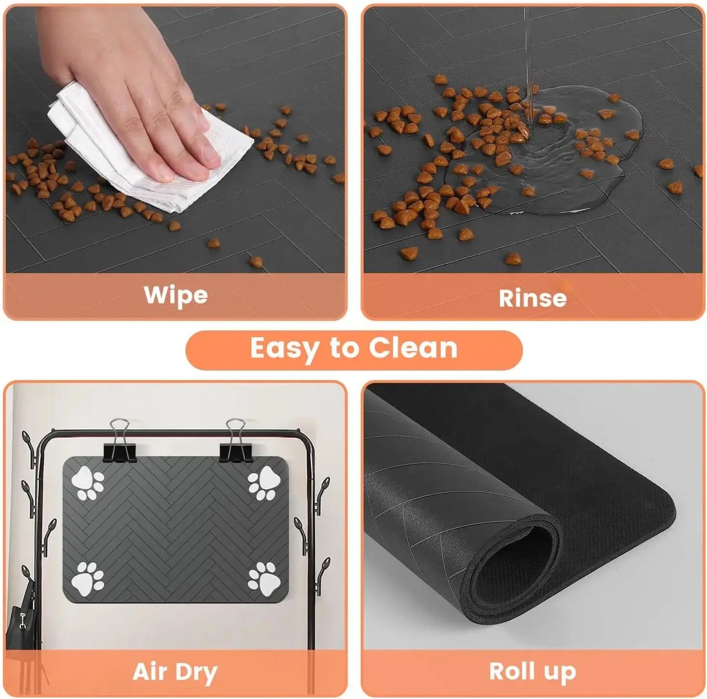 Absorbent Pet Feeding Mat with Waterproof Backing - Quick Dry for Dogs & Cats