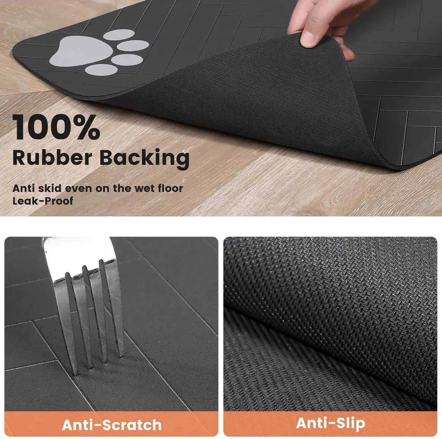 Absorbent Pet Feeding Mat with Waterproof Backing - Quick Dry for Dogs & Cats