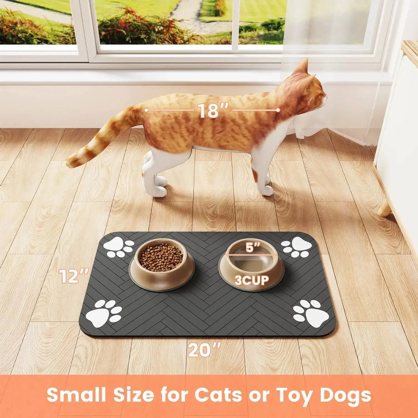 Absorbent Pet Feeding Mat with Waterproof Backing - Quick Dry for Dogs & Cats