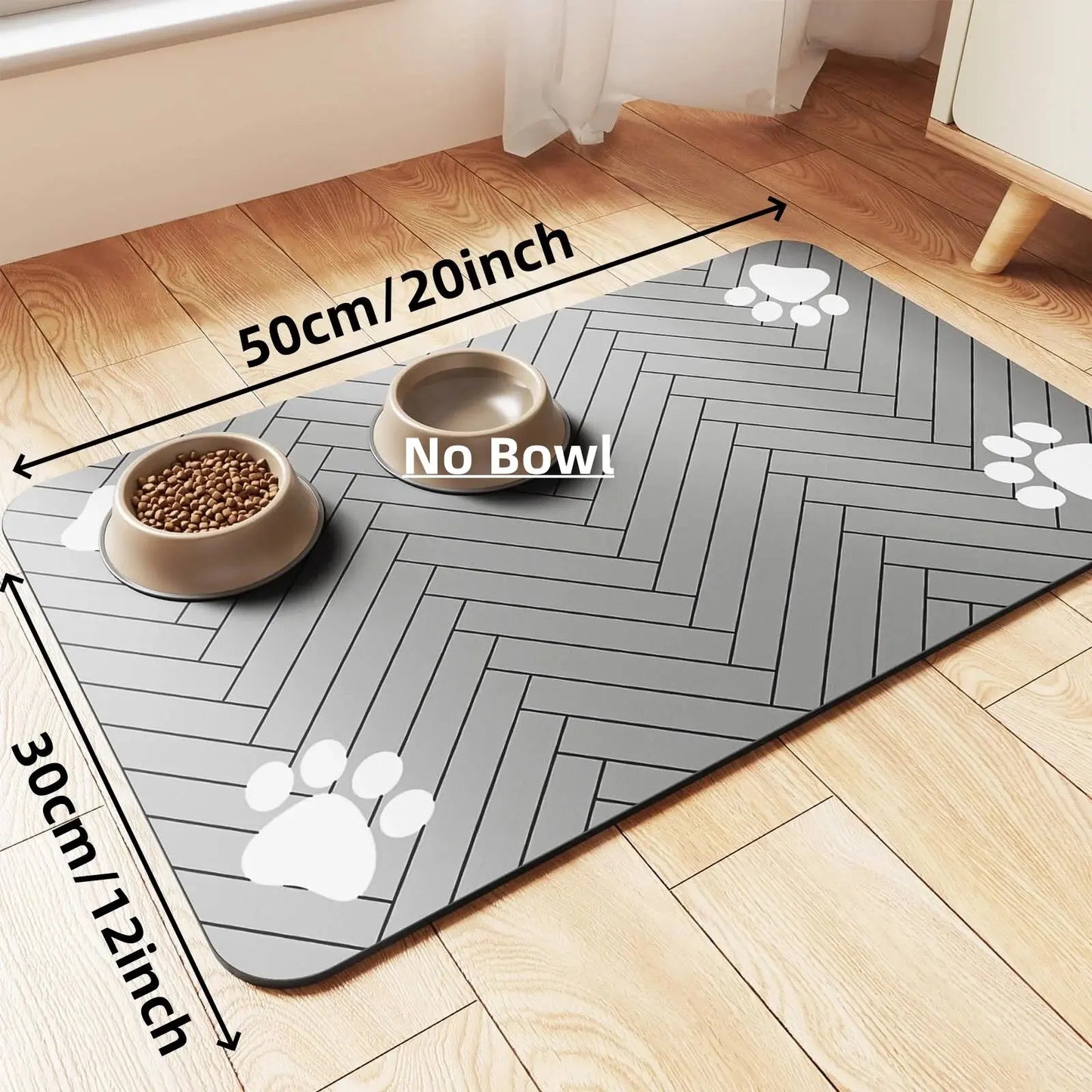 Absorbent Pet Feeding Mat with Waterproof Backing - Quick Dry for Dogs & Cats