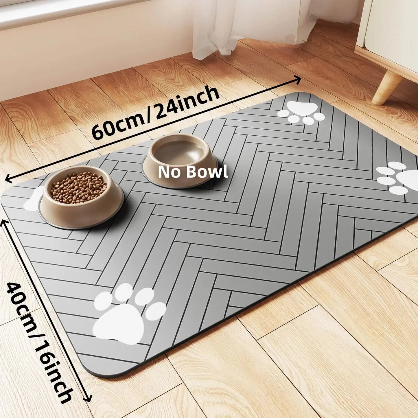 Absorbent Pet Feeding Mat with Waterproof Backing - Quick Dry for Dogs & Cats