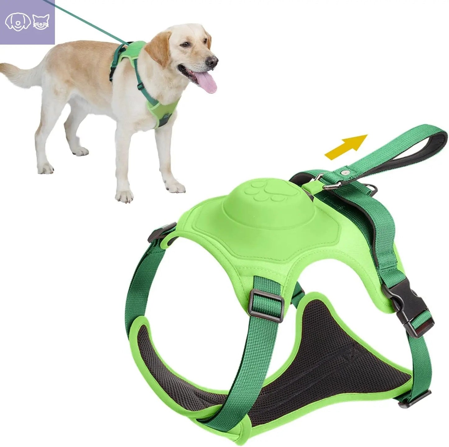 Dog Harness and Retractable Leash Set All-in-One