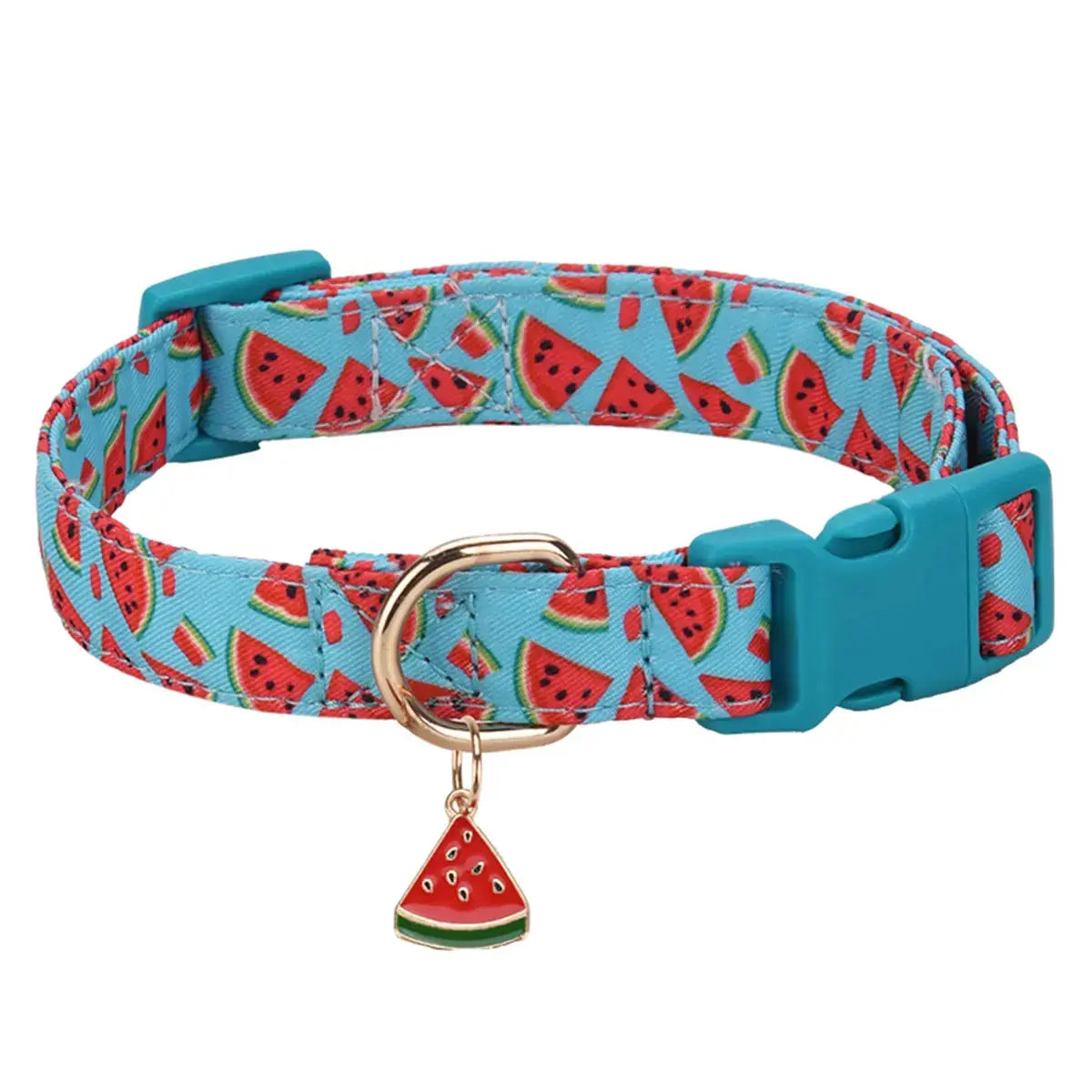Fruit Pattern Dog Collar with Metal Pendant – Stylish & Comfortable
