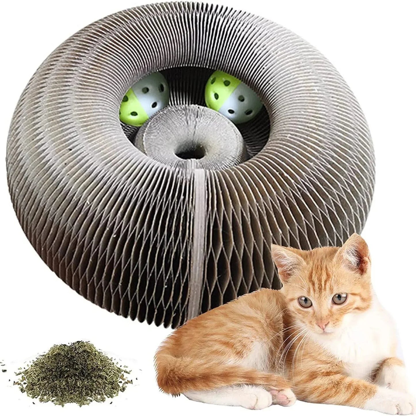 Magic Cat Scratch Organ Board Cat Toy – Fun Ball &amp; Corrugated Claw Climbing Frame