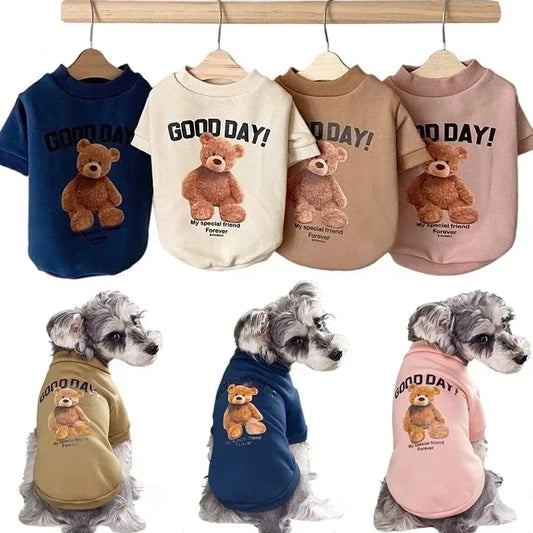 Dogs Winter Cute Clothes - Warm Puppy Pullover Sweatshirt with Bear Pattern