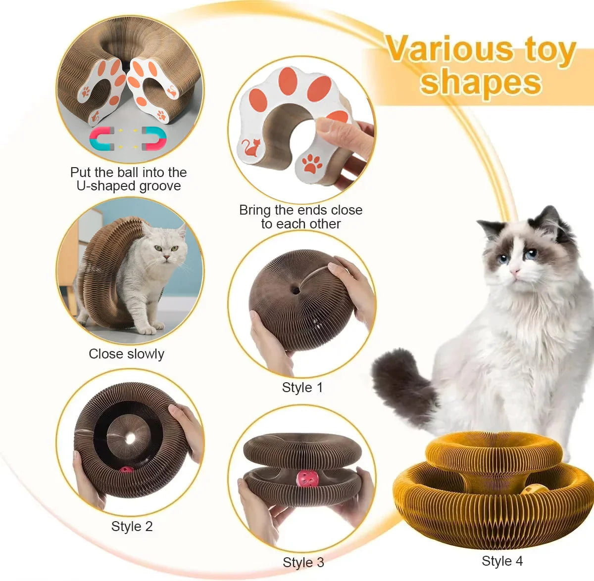Magic Cat Scratch Organ Board Cat Toy – Fun Ball &amp; Corrugated Claw Climbing Frame