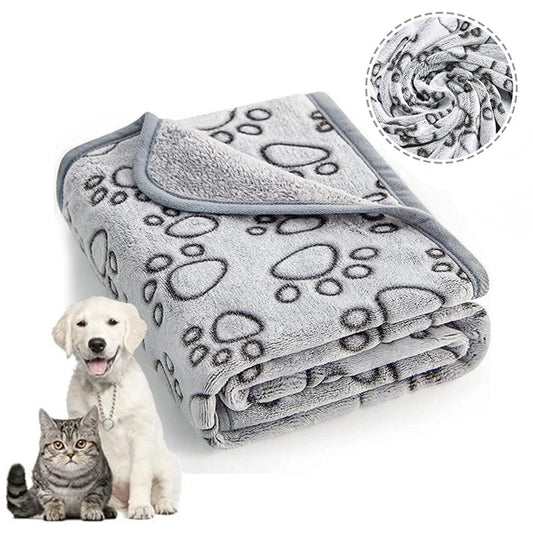 Soft Fluffy Pet Blanket - High-Quality Warm Cartoon Pattern Mat for Cats & Dogs