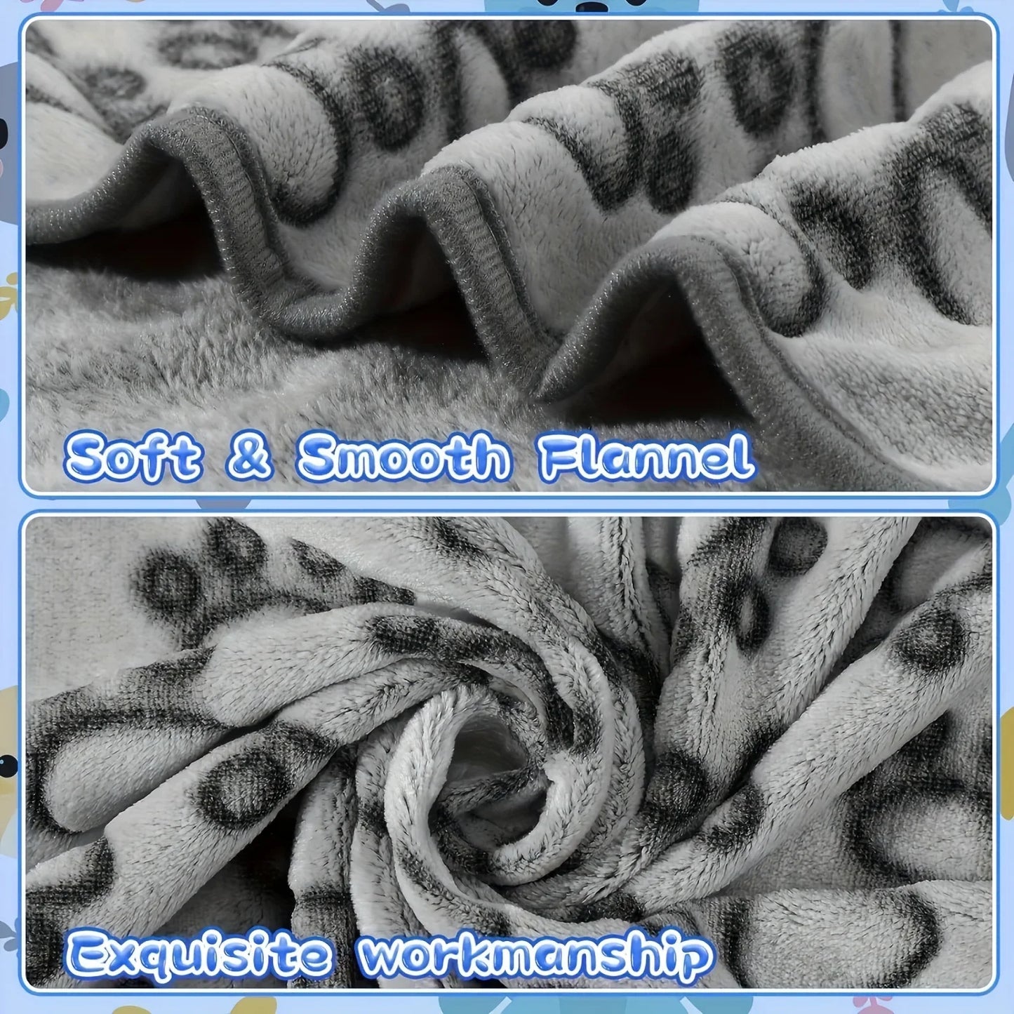 Soft Fluffy Pet Blanket - High-Quality Warm Cartoon Pattern Mat for Cats & Dogs