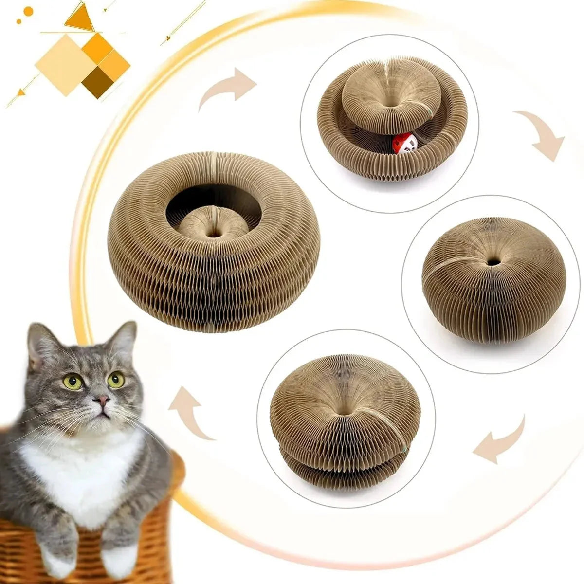 Magic Cat Scratch Organ Board Cat Toy – Fun Ball &amp; Corrugated Claw Climbing Frame
