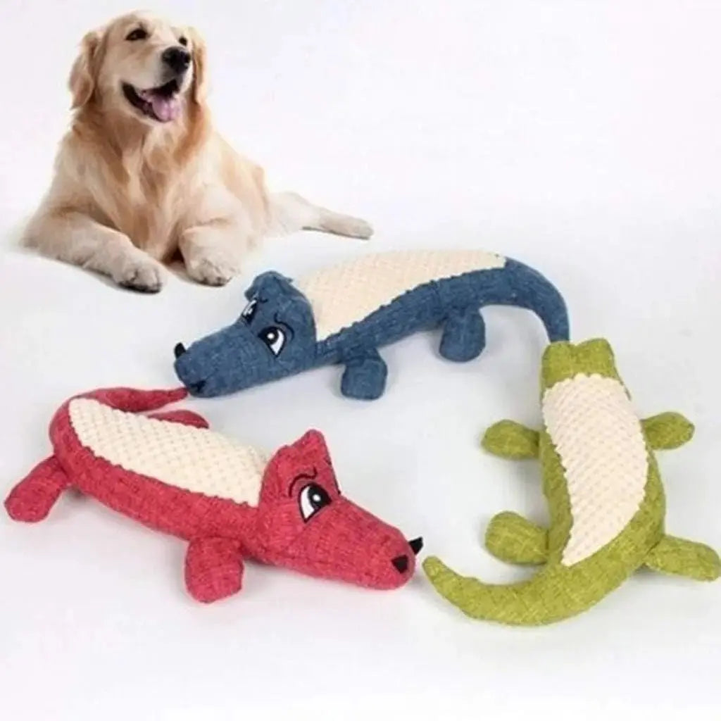 Squeaky crocodile plush for aggressive chewers🐾