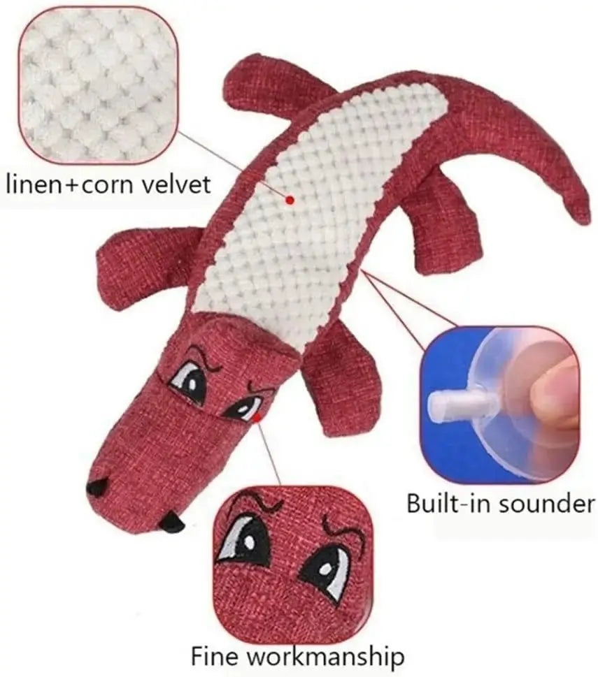 Squeaky crocodile plush for aggressive chewers🐾