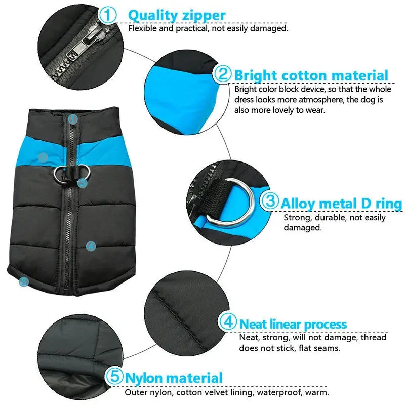 Winter Dog Vest with Zipper – Waterproof & Available in Sizes S-7XL