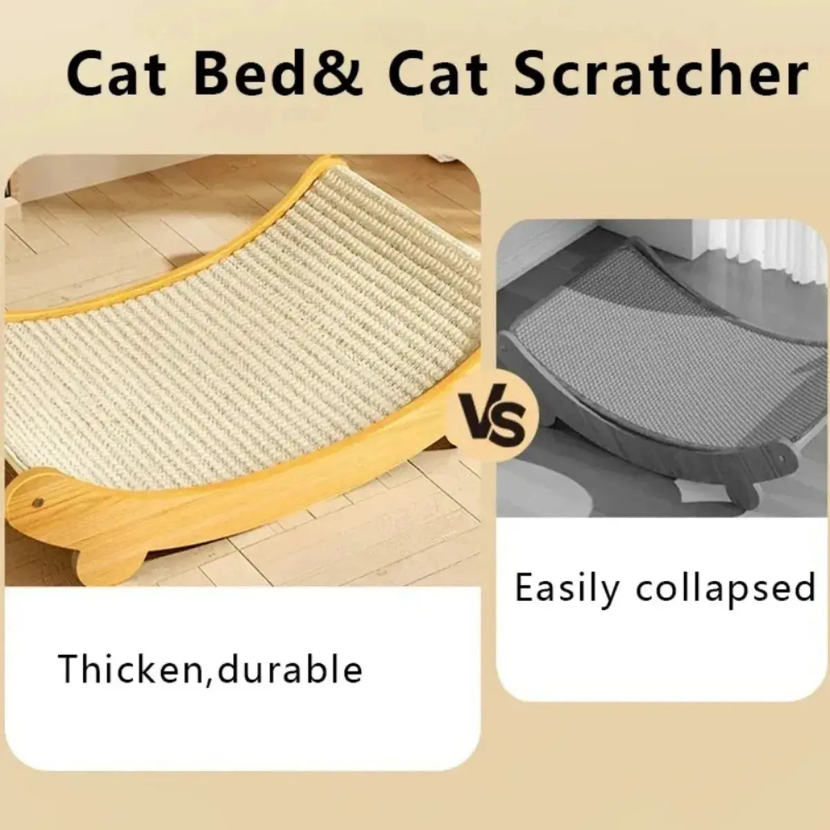 Wooden Cat Scratching Pad & Bed – Multi-Function Scratch Board